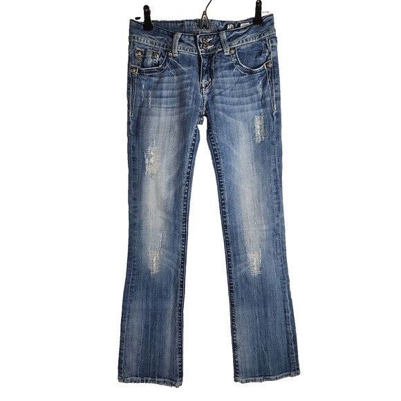 Miss Me Jeans Women’s Sz 28 JP5082 Boot Cut ANGEL Pocket Rhinestone Inseam 32" - Picture 3 of 6